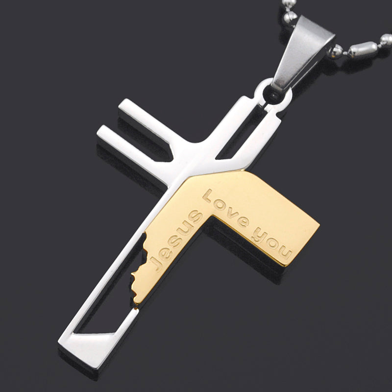 ''Love You Jesus'' Cross Pendant