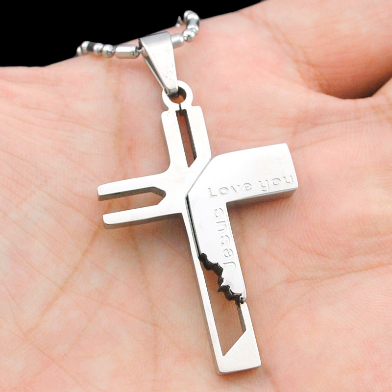 ''Love You Jesus'' Cross Pendant