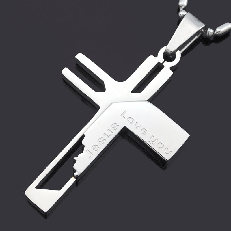 ''Love You Jesus'' Cross Pendant