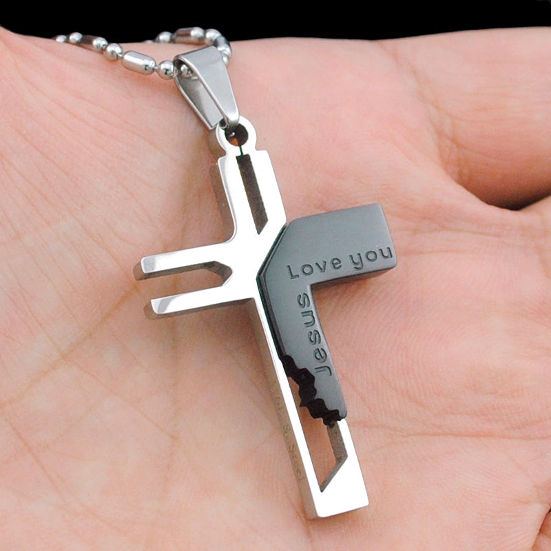 ''Love You Jesus'' Cross Pendant