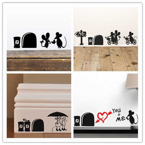 ''I Love You So Much'' Mouse Hole Wall Stickers