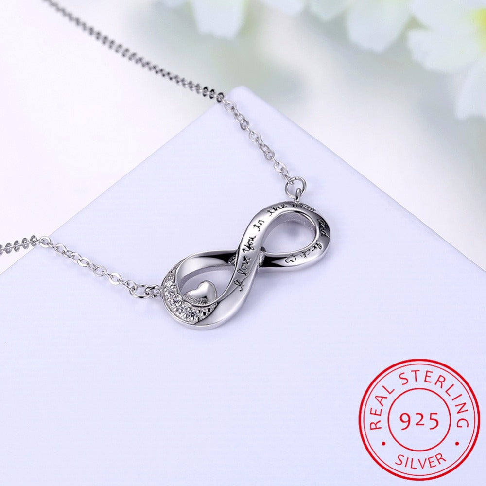 ''I Love You To the Moon and Back'' Silver Necklace