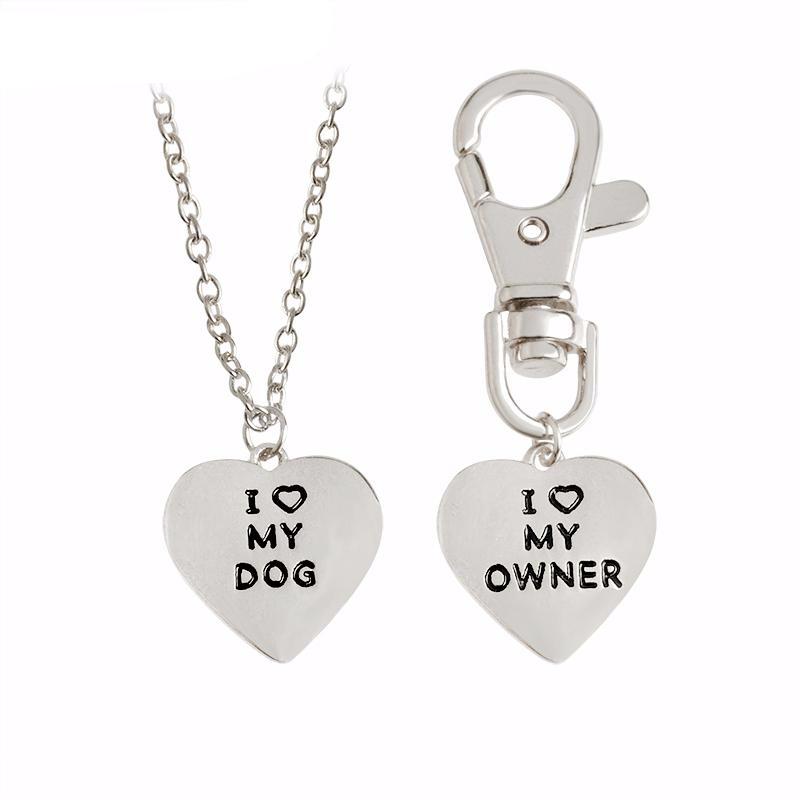 "I love my dog,I love my owner" Heart Charm Necklace
