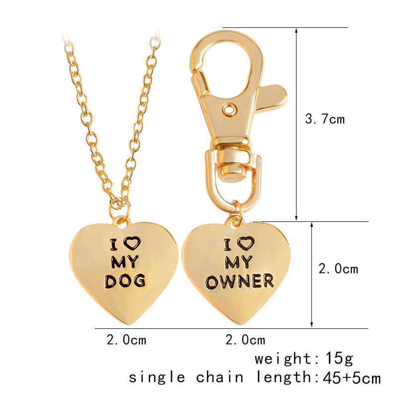"I love my dog,I love my owner" Heart Charm Necklace