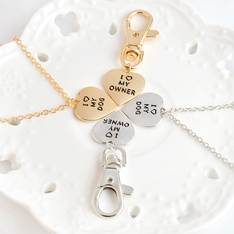 "I love my dog,I love my owner" Heart Charm Necklace