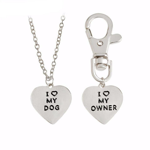 "I love my dog,I love my owner" Heart Charm Necklace