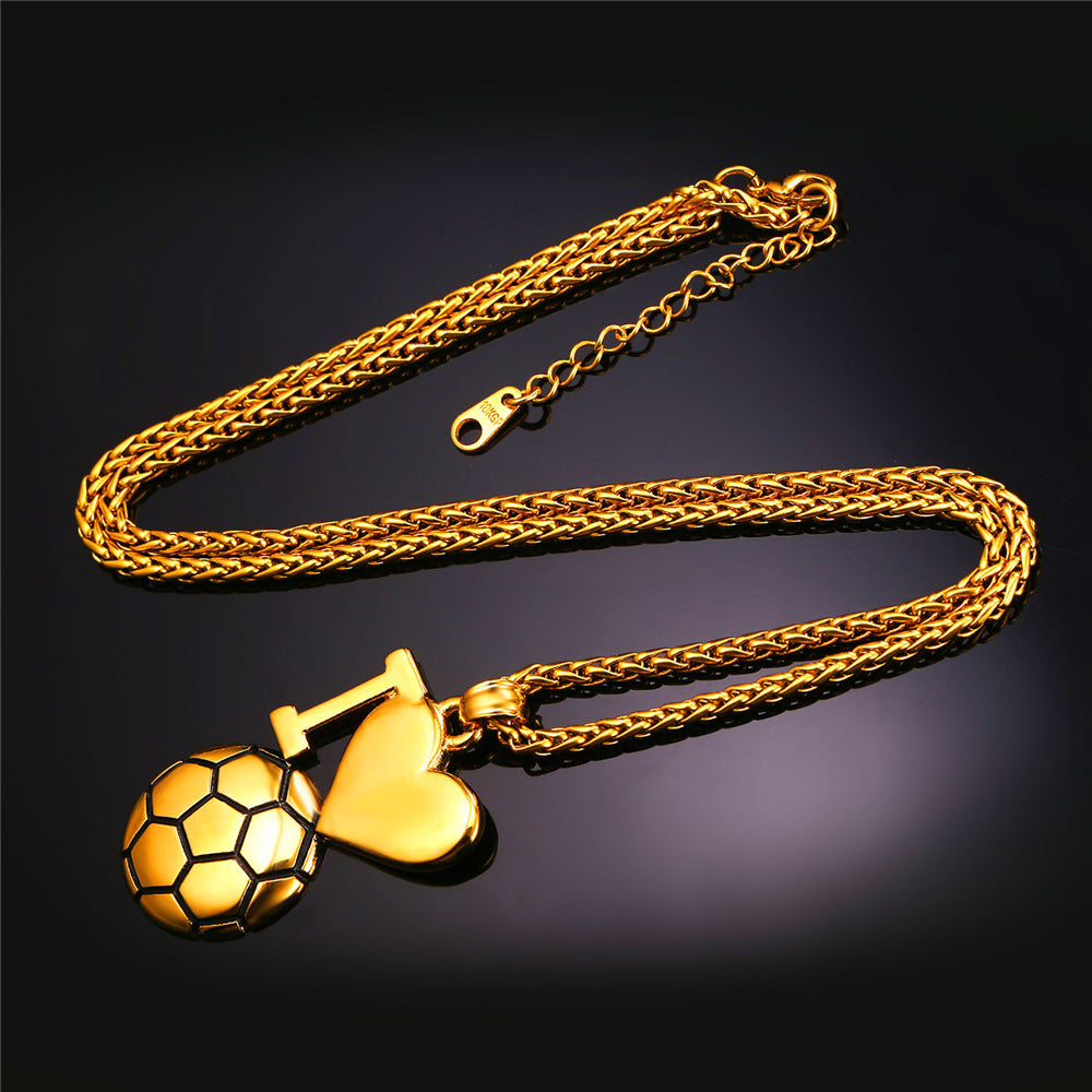 ''I Love You'' Gold Soccer Pendants