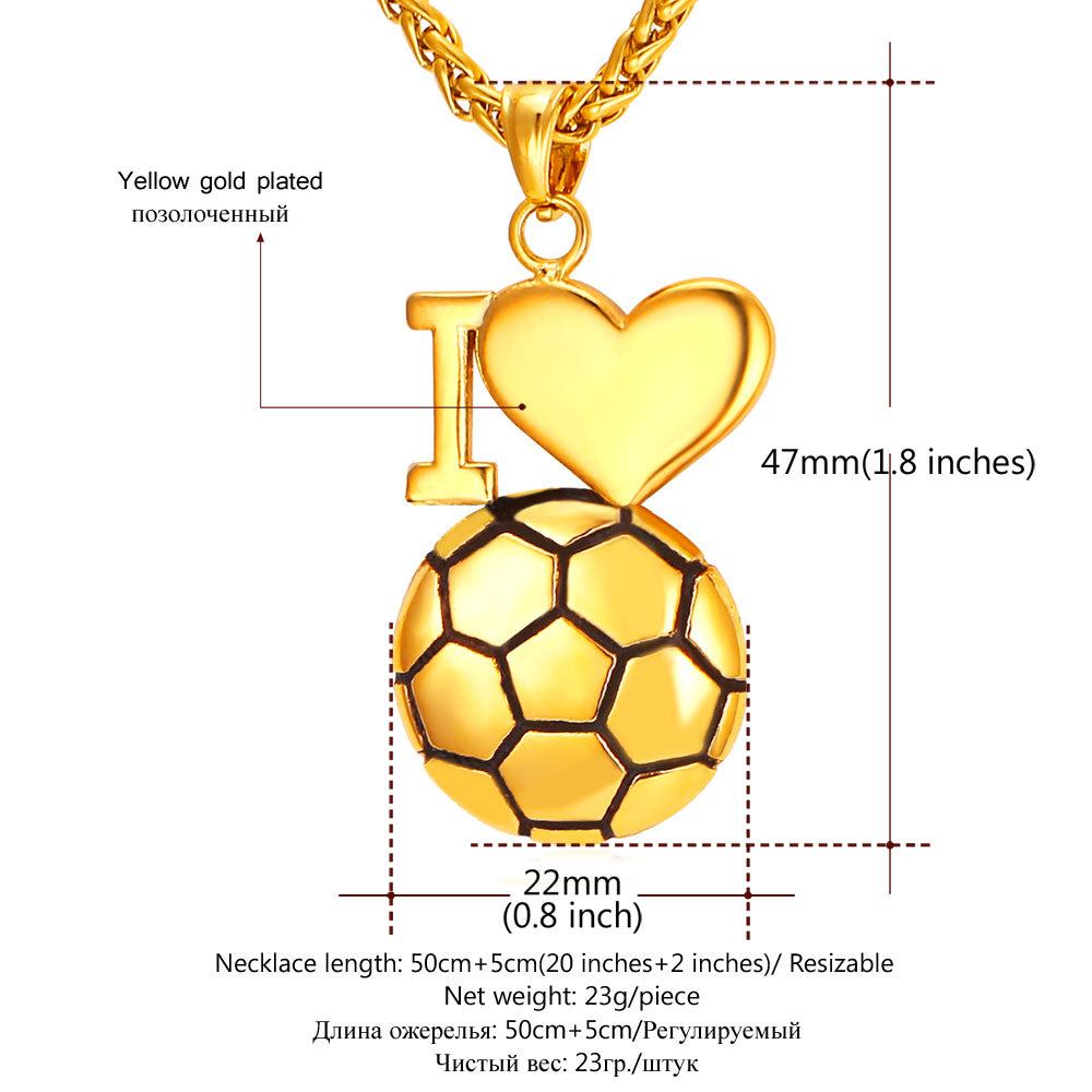 ''I Love You'' Gold Soccer Pendants