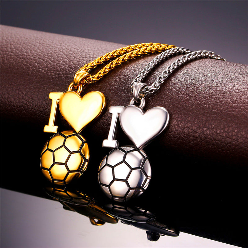 ''I Love You'' Gold Soccer Pendants