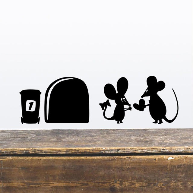 ''I Love You So Much'' Mouse Hole Wall Stickers