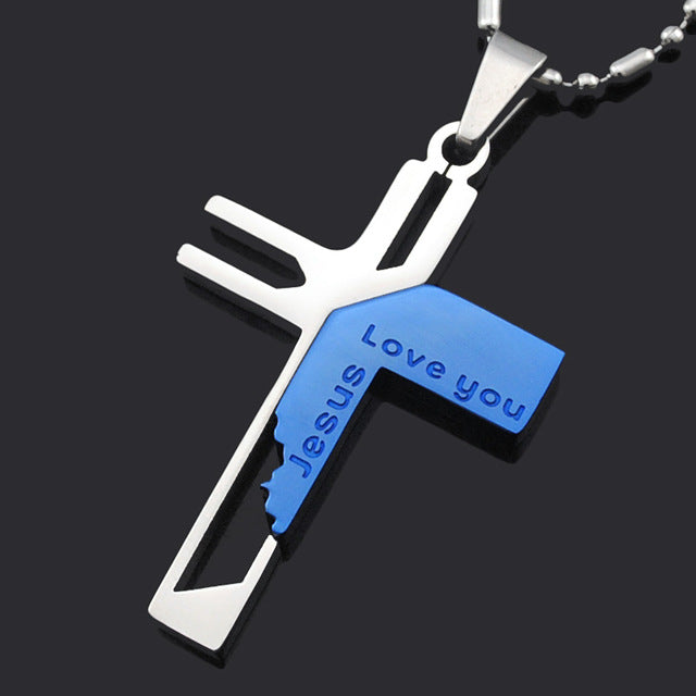 ''Love You Jesus'' Cross Pendant