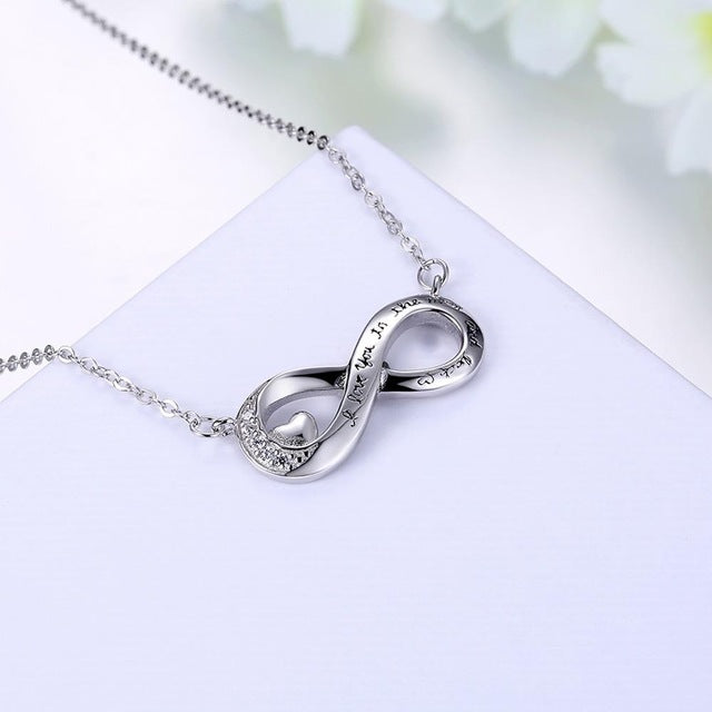 ''I Love You To the Moon and Back'' Silver Necklace