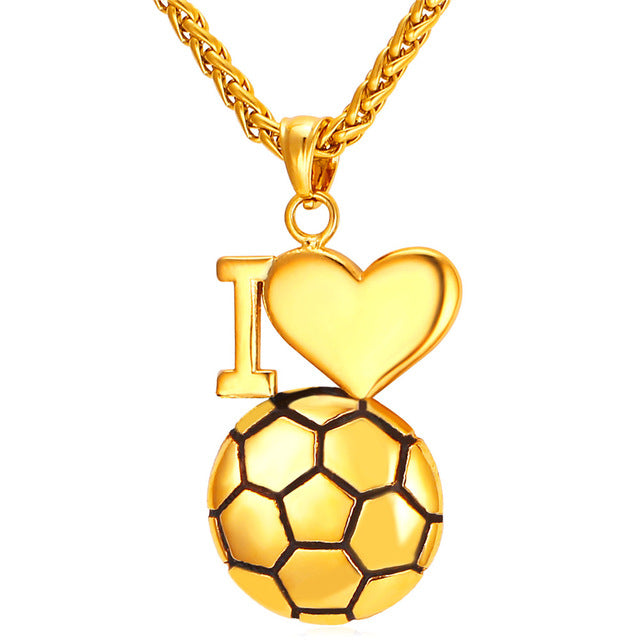 ''I Love You'' Gold Soccer Pendants