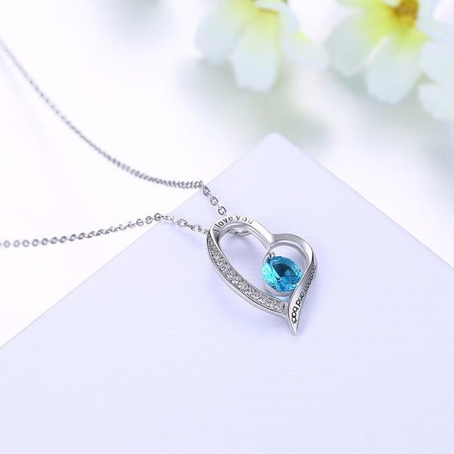 ''I Love You To the Moon and Back'' Silver Necklace