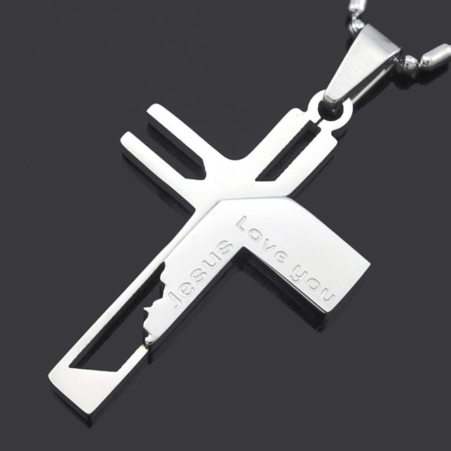 ''Love You Jesus'' Cross Pendant